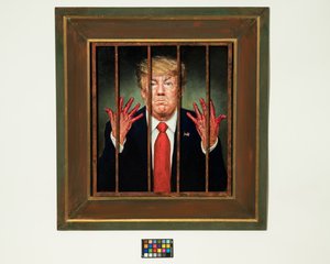 Trump Convicted, 2020 (olie på panel)