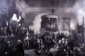 Indvielsen af Robert Burns (1759-96) som digterpristager på Lodge, Canongate, Edinburgh af Stewart Watson