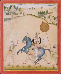 Maharana Amar Singh II Rider på en Jodhpur-hest, ca. 1700-1710. af Stipple Master