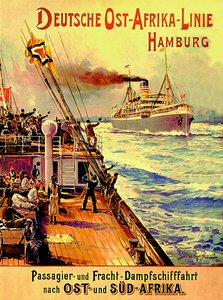 Plakat, der reklamerer for den tyske østafrikanske linje, Hamborg, 1904