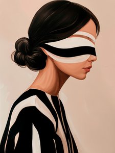 Elegant kvinde med bind for øjnene