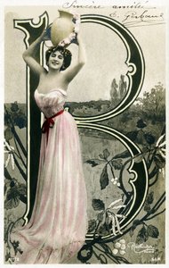 B: Bianca Toledo, kunstner, sanger og sevillansk danser fra Belle Epoque - Casino de Paris, Folies Bergere, Jardin de Paris - Alfabet på postkort
