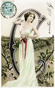 C: Bianca Toledo, kunstner, sanger og sevillansk danser fra Belle Epoque - Casino de Paris, Folies Bergere, Jardin de Paris - Alfabet på postkort