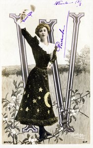 W: Liane De Pougy, danser og courstisane fra la Belle Epoque - alfabet på postkort af Studio Reutlinger