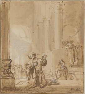 Lignelsen om Tolderen og farisæeren af Studio of Rembrandt van Rijn