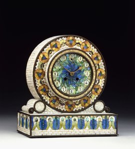 Et bronze-monteret mosaik Favrile glas kaminur, 20. århundrede (bronze, mosaik, Favrile glas)