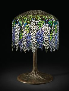 Wisteria bordlampe, ca. 1910 (blyet glas og bronze)