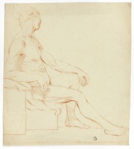 Siddende akademisk mandlig nøgenmodel af Style of Jacques Louis David