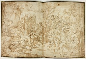 Moses henter vand fra klippen af Style of Raymond de Lafage