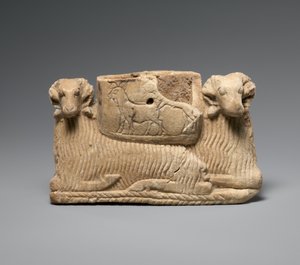 Fartøj understøttet af to væddere, ca. 2600-2500 f.Kr. (gipsalabast) af Sumerian Sumerian
