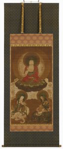 Buddhistisk triade: Sakyamuni, Manjusri og Samantabhadra, Edo-perioden, midten af det 17.-begyndelsen af det 18. århundrede. af Sumiyoshi Gukei