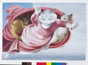Illustration fra Cats Galore! Et kompendium over kultiverede katte (udg. 2015) af Susan Herbert