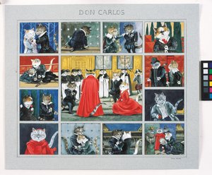 Illustration fra Cats Galore! Et kompendium over kultiverede katte (udg. 2015) af Susan Herbert