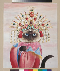 Illustration fra Cats Galore! Et kompendium over kultiverede katte (udg. 2015) af Susan Herbert