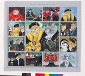 Illustration fra Cats Galore! Et kompendium over kultiverede katte (udg. 2015) af Susan Herbert