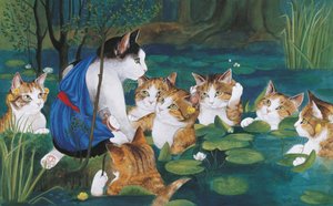 Illustration fra Cats Galore! Et kompendium over kultiverede katte (udg. 2015) af Susan Herbert