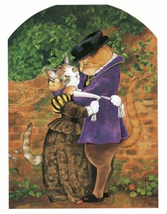 Illustration fra Pre-Raphaelite Cats (udgivet 1999) af Susan Herbert