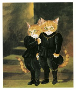 Illustration fra Pre-Raphaelite Cats (udgivet 1999) af Susan Herbert