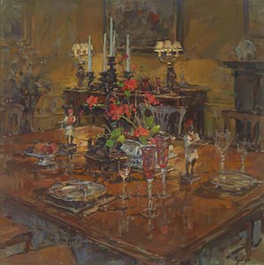 Spisestue med pelargonier af Susan Ryder
