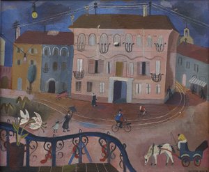 Gadescene (olie på lærred) af Suzanne Cooper