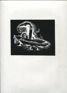 Thames Boat (linjeblok print) af Suzanne Cooper