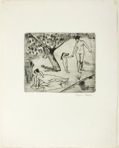 Kvinde og barn ved vandkanten af Suzanne Valadon