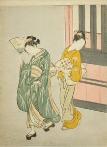 Clearing Breeze from a Fan (Ogi no seiran), fra serien "Eight Views of the Parlour (Zashiki hakkei)" af Suzuki Harunobu