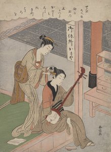Combing His Hair, 1770., 1770. af Suzuki Harunobu