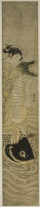 Courtesan Riding a Carp (parodi på den daoistiske Immortal Kinko [kinesisk: Qin Gao]) af Suzuki Harunobu