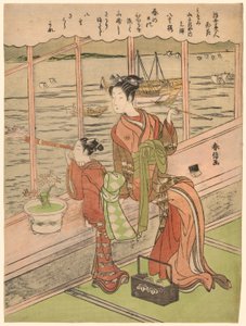 Dobbeltblomstret Cherry: Motoura of the Minami Yamasakiya (Minami Yamasakiya uchi Motoura, Yaezakura), fra serien "Beauties of the Floating World Compared to Flowers (Ukiyo bijin hana ni yosu)" af Suzuki Harunobu