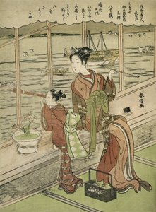 Dobbeltblomstret kirsebær: Motoura of the Minami Yamasakiya af Suzuki Harunobu