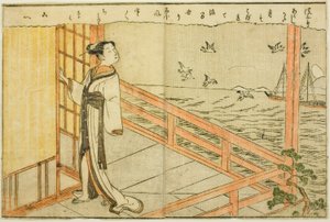 Dobbeltsidet Illustration fra Vol. 2 af "Billedbog af Spring Brocades (Ehon haru no nishiki)" af Suzuki Harunobu