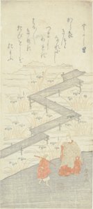 Eight-Platform Bridge (Yatsuhashi), fra "Tale of Ise (Ise Monogatari)" af Suzuki Harunobu