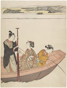 Fiskeri nær Mimeguri-helligdommen ved Sumida-floden, ca. 1767 af Suzuki Harunobu