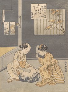 Fyldningsklud ved Jewel River Kinuta no Tamagawa, ca. 1768., ca. 1768. af Suzuki Harunobu
