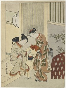 Elskende, der giver sake til en hane, ca. 1767