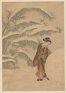 Pige og snebold af Suzuki Harunobu