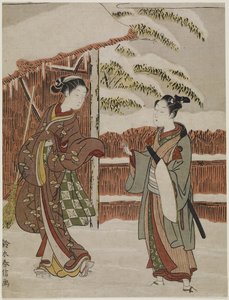 Mitate af en scene fra kabuki-spillet Kvindernes version af træer, ca. 1768 af Suzuki Harunobu