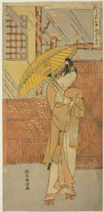 Night Rain of Genjo (Genjo no yau), fra serien "Parodies of Eight Scenes from Noh Chants (Furyu utai hakkei)" af Suzuki Harunobu
