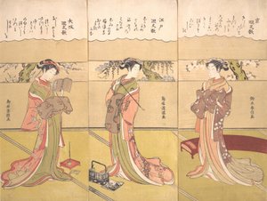 Palindromiske digte Kaibunka: Kyo, ca. 1768., ca. 1768. af Suzuki Harunobu