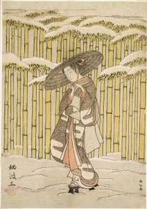 Passerer Bambuslunden af Suzuki Harunobu