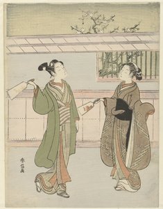 spiller fjerbold af Suzuki Harunobu