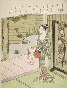 Digt af Fujiwara no Toshiyuki, fra en unavngiven serie af seksogtredive udødelige digtere, ca. 1767-68 af Suzuki Harunobu