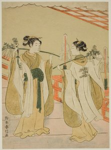 Sh Rine Maita s Ohami plan d Ohatsu Danshin g At Yushima Tenjin Sh Rine af Suzuki Harunobu