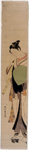 Te Korte-san Hinatsuru. Tryk af Harunobu Suzuki (1724/25-1770). af Suzuki Harunobu