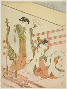 Helligdomspøernes dans Ohatsu og Onami af Suzuki Harunobu