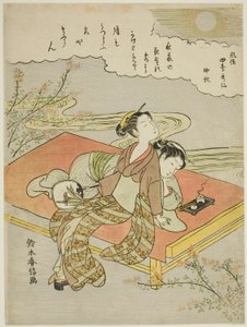 Den ottende måned (Chushu), fra serien "Popular Versions of Immortal Poets in Four Seasons (Fuzoku shiki kasen)" af Suzuki Harunobu