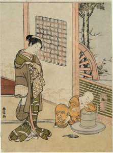 The Sleeping Tea-Boy (parodi på Hokaso) af Suzuki Harunobu