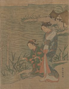 To unge damer ved kysten, ca. 1768., ca. 1768. af Suzuki Harunobu