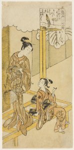 Visiting (Kayoi), from the series "The Seven Fashionable Aspects of Komachi (Furyu yatsushi nana Komachi)" af Suzuki Harunobu